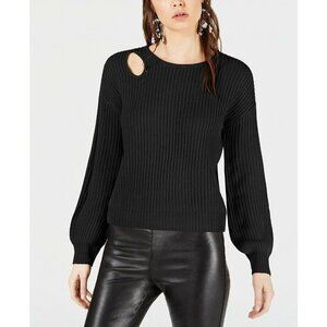 BAR III Black Super Soft Keyhole Ribbed Knit Sweater Top‎ Large NEW